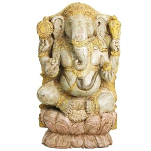 South Indian Hand Carved Wood Ganesh Statue