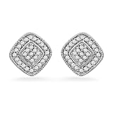 Sterling Silver Round Diamond Square Fashion Earring (0.20 CTTW)