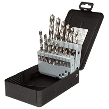 Precision Twist C15L10 Left Hand (Reverse) Flute High Speed Steel Jobber Length Drill Bit Set, Uncoated (Bright) Finish, 118 Degree Conventional Point, Inch, 15 piece, 1/16" to 1/2" x 32nds