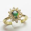 14K Yellow Gold Tsavorite and Diamond Ring