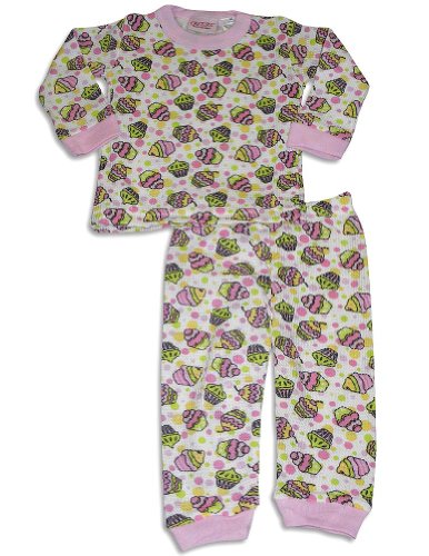 Carters Watch the Wear - Toddler Girls Long Sleeve Cupcakes Thermal Set, White, Pink (Size 3T)