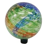 Garden Odyssey 10-Inch Glass Multi Color Swirl Gazing Globe, Blue