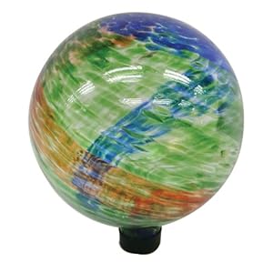 Garden Odyssey 10-inch Glass Multi Color Swirl Gazing Globe