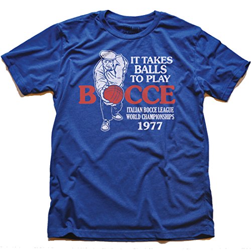 Solid Threads Men's It Takes Balls To Play Bocce T-Shirt Small Royal