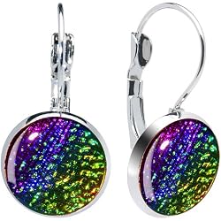 Glistening Multicolor Dichroic Leverback Earrings