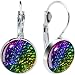 Glistening Multicolor Dichroic Leverback Earrings