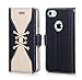 iPhone 7 Case, iPhone 7 Wallet Case, WWW [Lace Series] RFID-Resisting PU Leather Wallet Case Flip Phone Case Cover with Card Slots for Apple iPhone 7 Gold+Black