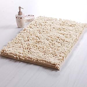 Amazon.com: Ustide Off White Chenille Rugs Washable Bathroom Rug New ...