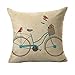Birds with Bicycle Cotton Linen Square Throw Pillow Cover Decorative Cushion Sham Pillowcase Cushion Case for Sofa 18 x 18 Inch