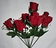 7 Silk Rose Flowers w/Raindrops - Wedding Flowers - Bridal/Floral - Burgundy