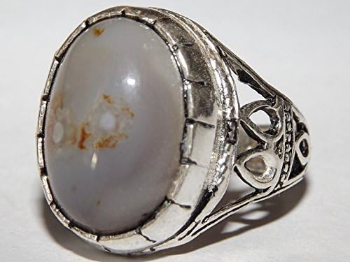 Free Size solomon 925 sterling silver men ring natural gray yemen yemeni eye aqeeq agate 7.8.9.10.11.12.13 Us Size