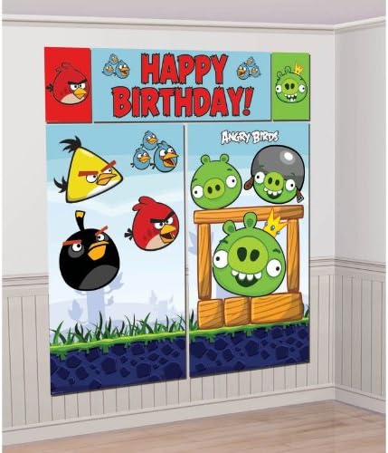 New Art ANGRY BIRDS SCENE SETTER Happy Birthday Party Wall Decoration Game Room Decor