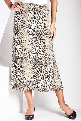 Mid-Calf Leopard Print Belted Skirt By Marks and Spencer