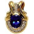14K Yellow Gold Tanzanite and Diamond Pendant