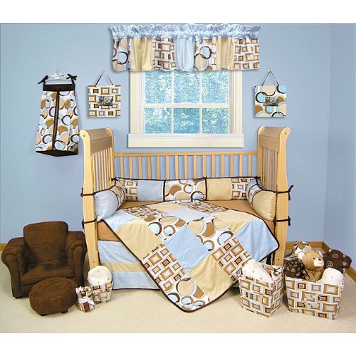 Trend Lab 4 Piece Crib Bedding Set- Geo Teal