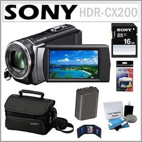 Sony HDR-CX200 HD Handycam Camcorder with 5.3MP and 25x Optical Zoom + 8GB SDHC + Sony Case + Replacement Battery Pack + Accessory Kit