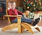 KidKraft Adirondack Chair & Ottoman - Honey w/Green Cushion