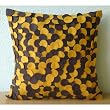 Chocolate & Mustard Spots - Throw Pillow Covers - Suede Pilllow Cover with Felt Embroidery