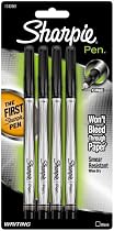 Sharpie Permanent Ink Pen, Fine Point, Black/Gray Barrel, Black Ink, 4 per Pack (1742661)