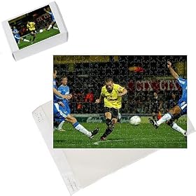 Photo Jigsaw Puzzle of WATFORDS Heidar Helguson shoots as Thome attempts to block his effort from Watford FC