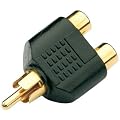 Wired--up Gold 1 to 2 RCA Phono AV Audio Video Y Splitter Adaptor - Black