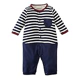 (ニッセン) nissen 接結天竺ボーダーカバーオール 紺系 身長70cm