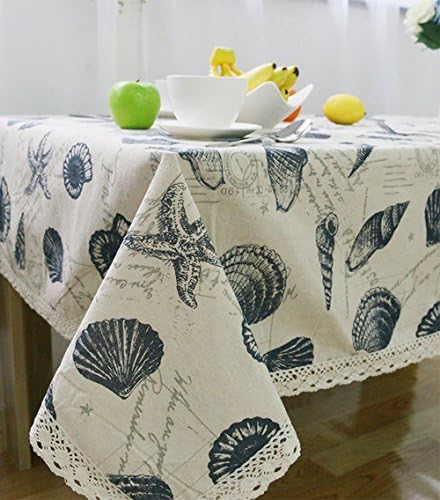 LACS Tablecloth Coastal Shell Batik Indoor Outdoor Black White