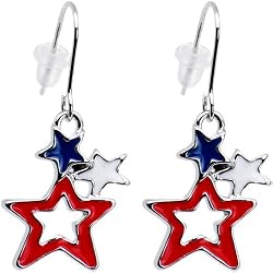 Handcrafted Patriotic Star Dangle Earrings