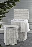 Small Rectangle White Wicker Linen Basket