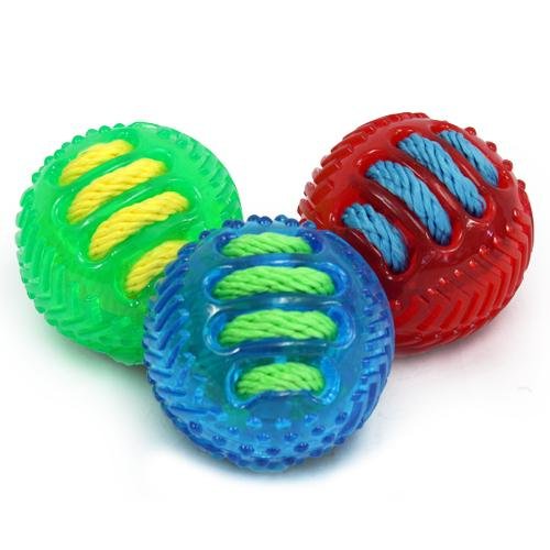 Image of Multipet Dog lucent TPR Rubber Sports Ball with Laces for Dogs, 3.5-Inch