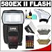 Canon Speedlite 580EX II Flash with Softbox + Bounce Diffuser + (4) Batteries & Charger + Accessory Kit for EOS 7D, 5D, 60D, 50D, Rebel T3, T3i, T2i, T1i, XS Digital SLR Cameras