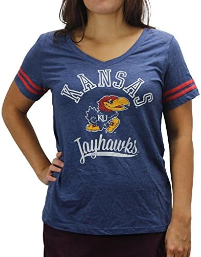 University Tees Women' s NCAA Kansas Jayhawks V Neck T-Shirt,Jayhawks,X-Large