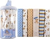 Luvable Friends 6-Pack Flannel Receiving Blankets, Blue