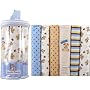 Luvable Friends 6-Pack Flannel Receiving Blankets, Blue