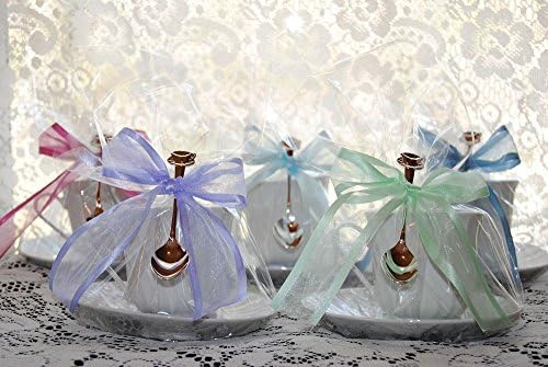 Set of 4 Tea Theme Imperial White Tea Cup (Teacup) Tea Party Favors with Tea Bag and Tea Spoon