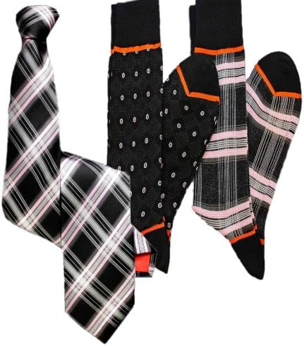 Stanley Lewis Men's Aberdeen Tartan Skinny Tie &amp; Sock Set (Black)