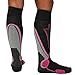 Pure Athlete High Performance Wool Ski Socks - Thermal Warm Merino Wool OTC Sock, Men Women (1 Pair - Black/Grey/Neon Pink, Small)