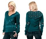 San Jose Sharks Women's Deep V-Neck Fleece Hoodie Pullover - by Alyssa Milano