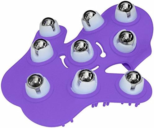 New Fuzu Neon Roller Massage Glove Nutures Your Aching Muscles + Refresh Anti-Bacterial Cleanser 4 oz Spray (Neon Purple)