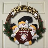 Pittsburgh Steelers Three Snowmen Happy Holidays Wreath