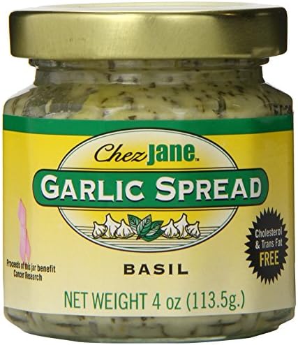 Chez Jane Garlic Spread, Basil, 4-Ounce Jars (Pack of 6)