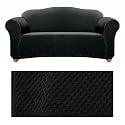Stretch Pique Ebony Black Furniture Sofa Slipcover SSP-14