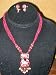 Gift for Her-bellydance Ethnic Jewelry Hotpink Lacquer Necklace with Earrings 3pc Set