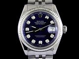 Rolex Men SS Datejust Blue Roman Edge Diamonds 2010 Style