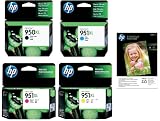 Original HP 950XL Black & 951XL Cyan Magenta Yellow Printer Ink Cartridges & 10x FREE HP Advanced Glossy Photo Paper For use with HP Officejet Pro 8600 Plus E-AIO