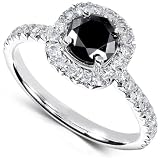 1 1/6 Carat TW Black and White Round Diamond Engagement Ring in 14k White Gold