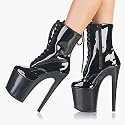 7 1/2 Inch Sexy Black Ankle Boots Womens High Heel Shoes Lace Up Boots Platform Black
