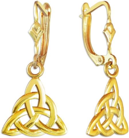 10k Yellow Gold Celtic Trinity Dangle Earrings
