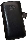 SUNCASE Funda de piel para Samsung GT-S5660 Negro Galaxy Gio