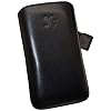 SUNCASE Funda de piel para Samsung GT-S5660 Negro Galaxy Gio